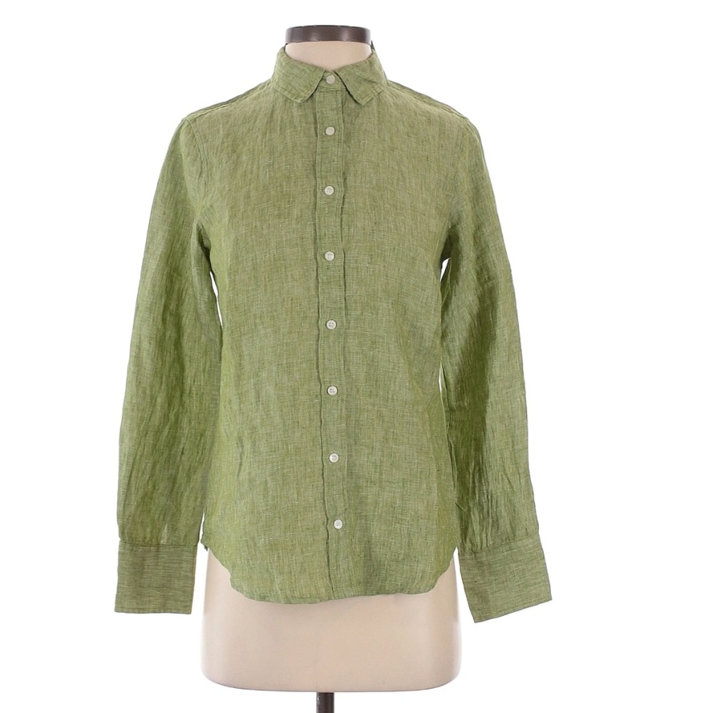NWT Baird McNutt for J. Crew Irish Linen Shirt in Green size 0